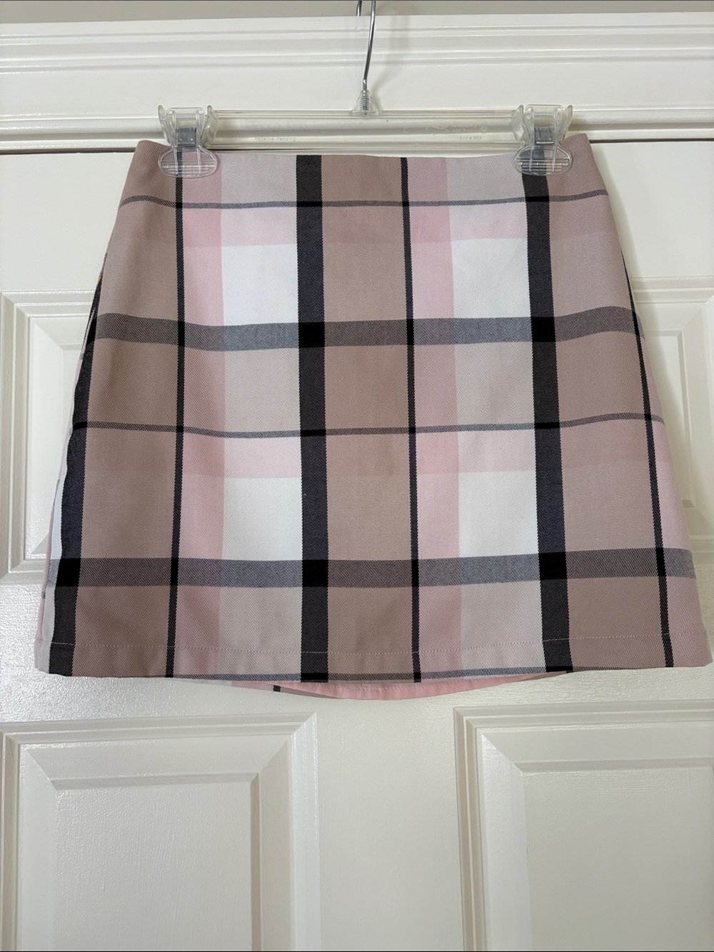 Forever 21 Pink and Beige Plaid Mini Skirt